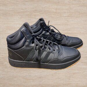 Adidas Hoops 3.0 Classic Men's Sneakers Mid Top Triple Black/Gum Soles Size 11